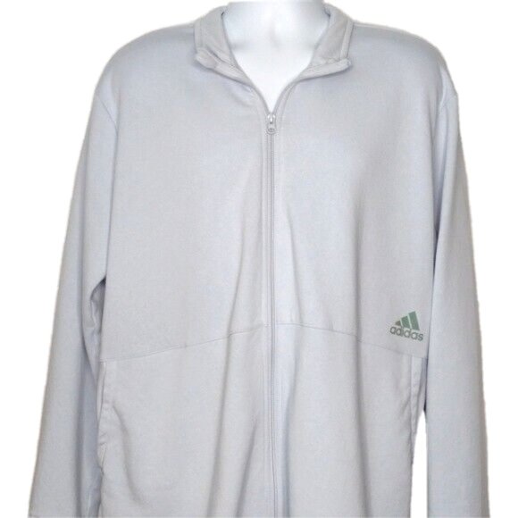 EUC Adidas Men Light Blue Full Zip Two Pocket Fleece Jacket XXL 2XL - Picture 1 of 10